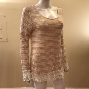 Charming Charlie Light Weight Sweater Lace Trim